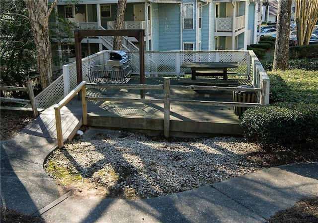 deck featuring grilling area