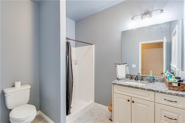 8240 Hurakan Creek Xing, Cumming, GA 30028 - full bath with vanity, a shower stall, toilet, and baseboards