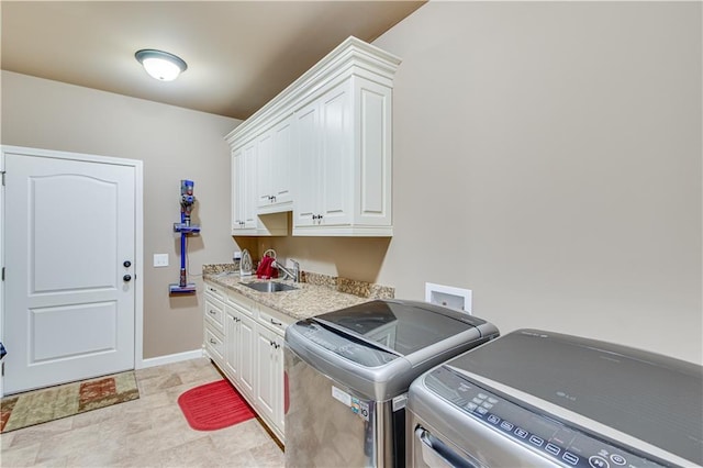 8240 Hurakan Creek Xing, Cumming, GA 30028 - laundry area featuring cabinet space, independent washer and dryer, and baseboards
