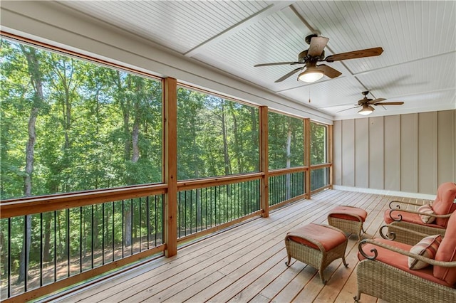 8240 Hurakan Creek Xing, Cumming, GA 30028 - sunroom with wood-type flooring, a wooden deck, and wooden walls