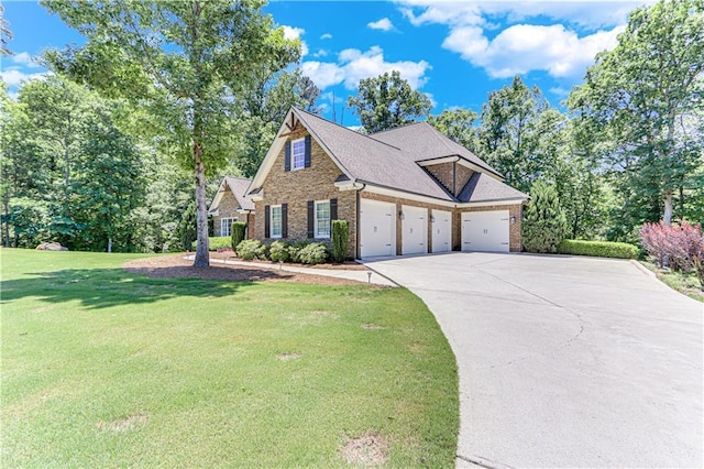 8240 Hurakan Creek Xing, Cumming, GA 30028 - view of front of home with driveway, an attached garage, a front lawn, and brick siding