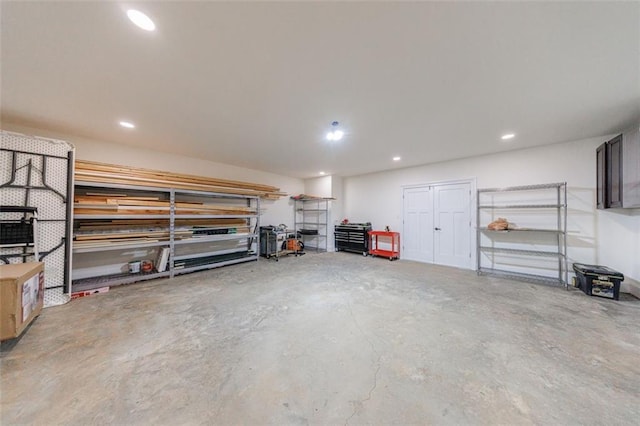 garage featuring recessed lighting