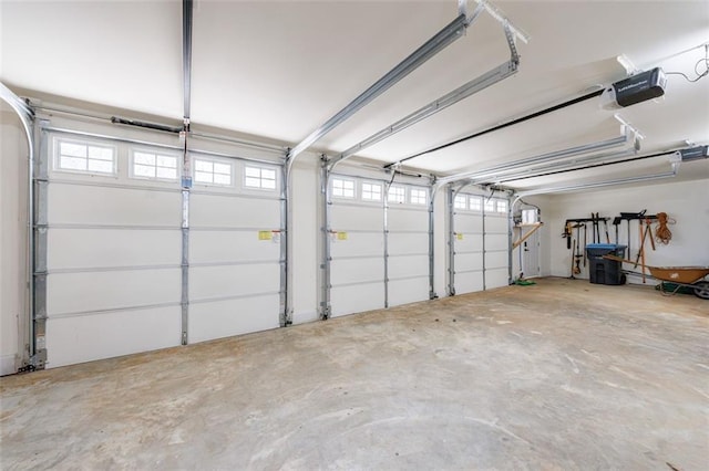 garage with a garage door opener