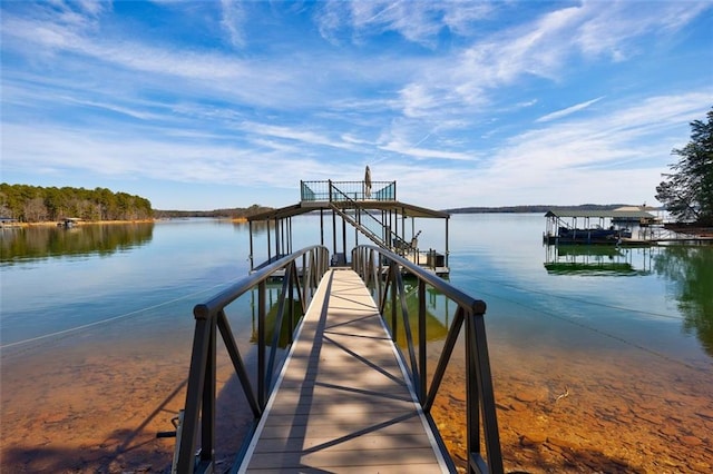 view of dock featuring a water view