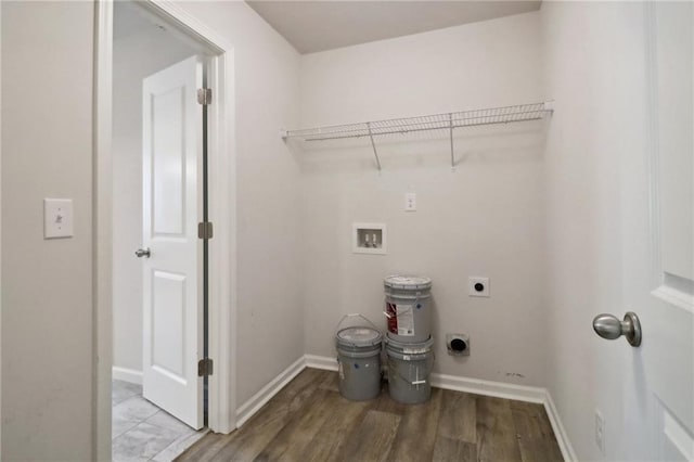 laundry room with light hardwood / wood-style flooring, washer hookup, and hookup for an electric dryer