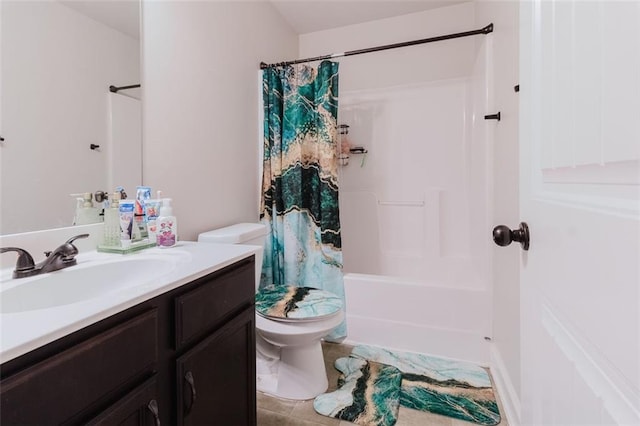 3241 Alhambra Cir, Hampton, GA 30228 - bathroom with vanity, toilet, and shower / tub combo with curtain
