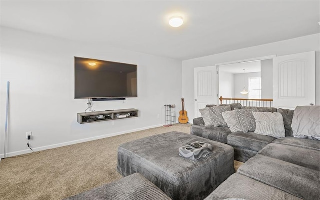 living room featuring carpet floors