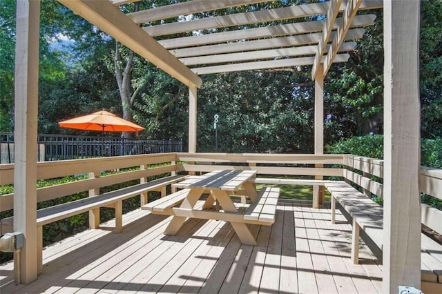 wooden terrace with fence