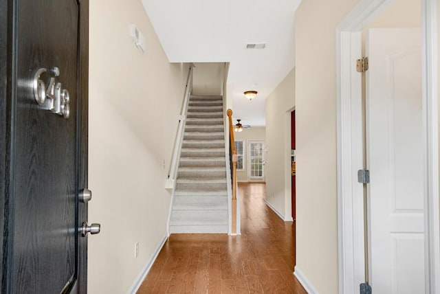 foyer with hardwood / wood-style flooring