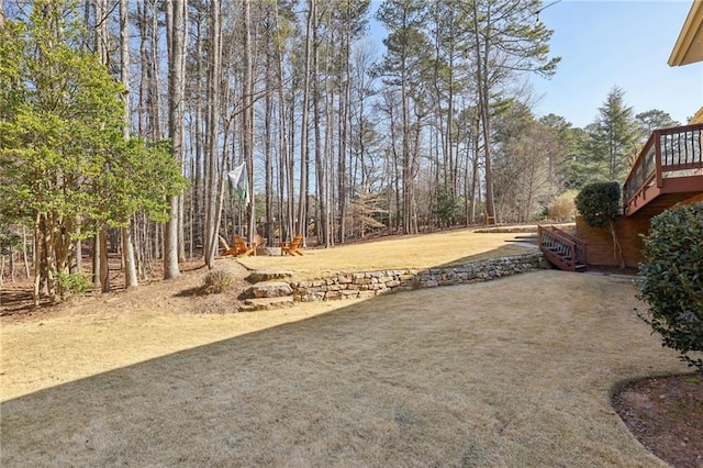 view of yard with stairway