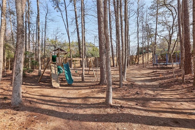 community playground with a trampoline