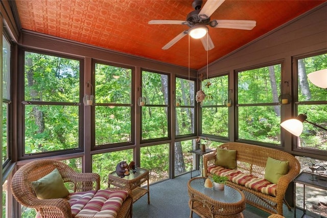 144 Canacaught Pl, Jasper, GA 30143 - sunroom / solarium with lofted ceiling, a ceiling fan, and outdoor lounge area