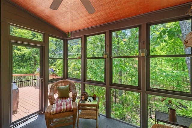 144 Canacaught Pl, Jasper, GA 30143 - sunroom / solarium with a ceiling fan, plenty of natural light, and vaulted ceiling