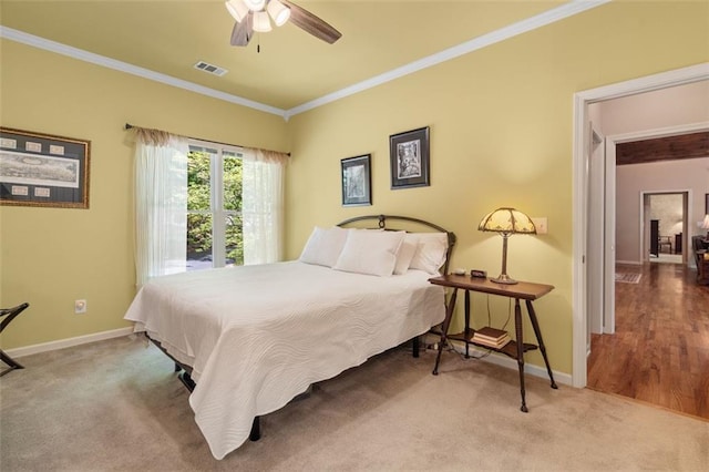 144 Canacaught Pl, Jasper, GA 30143 - bedroom featuring ornamental molding, baseboards, carpet, and a ceiling fan