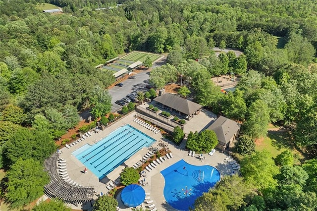 144 Canacaught Pl, Jasper, GA 30143 - bird's eye view of a forest and a pool