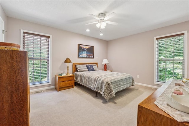 6960 Worley Rd, Cumming, GA 30028 - bedroom with carpet, baseboards, multiple windows, a ceiling fan, and recessed lighting