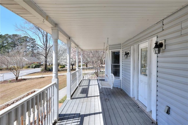 deck featuring a porch