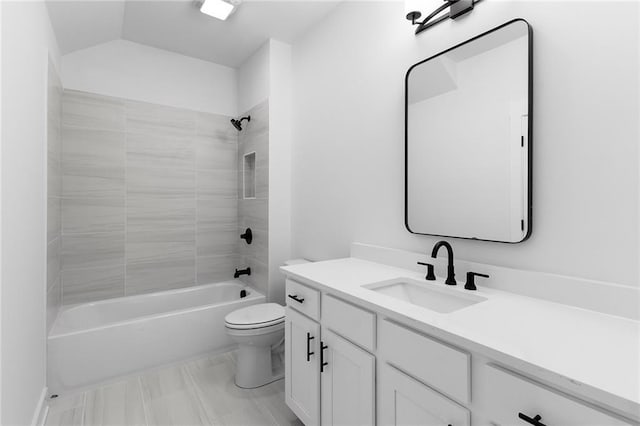 full bathroom featuring vanity, toilet, and shower / bathtub combination