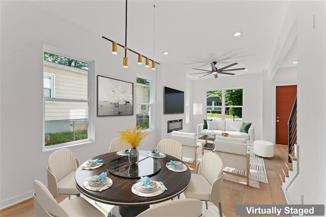 1835 Taylor Ave, East Point, GA 30344 - dining area featuring wood finished floors, a ceiling fan, and recessed lighting