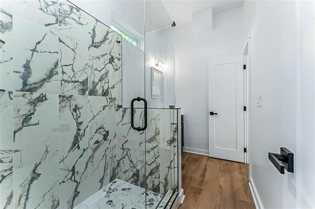 1835 Taylor Ave, East Point, GA 30344 - full bathroom featuring a marble finish shower and wood finished floors