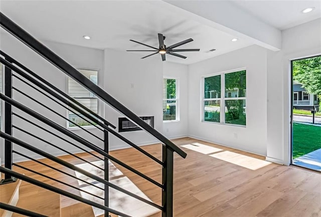 1835 Taylor Ave, East Point, GA 30344 - stairs featuring healthy amount of natural light, wood finished floors, recessed lighting, and ceiling fan