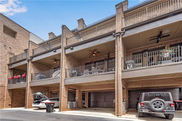 view of building exterior featuring a garage