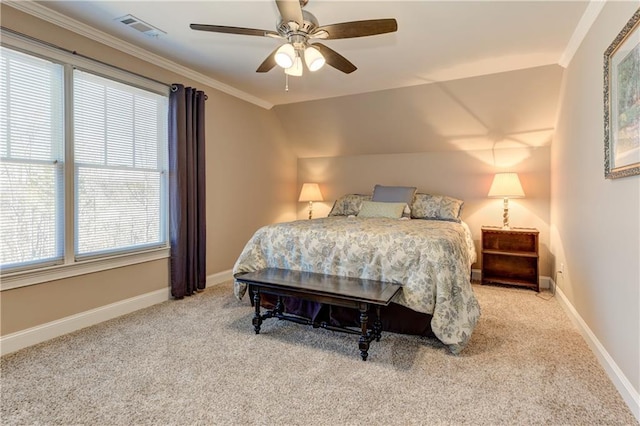 103 Old Avery Dr, Canton, GA 30115 - bedroom featuring carpet floors, baseboards, crown molding, ceiling fan, and lofted ceiling