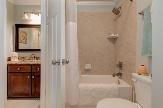 103 Old Avery Dr, Canton, GA 30115 - bathroom with crown molding, toilet, shower / tub combo, and vanity