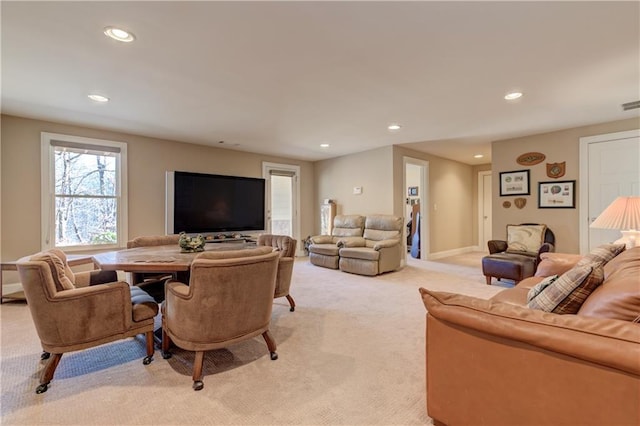 103 Old Avery Dr, Canton, GA 30115 - living room with light colored carpet, recessed lighting, and baseboards