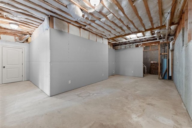 unfinished below grade area with water heater
