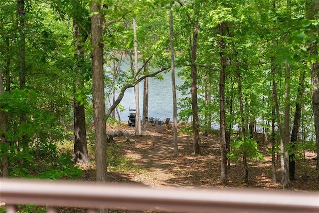 view of yard with a water view
