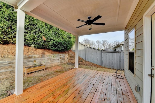 deck featuring ceiling fan