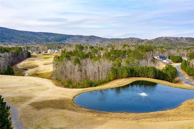 view of pool featuring a water and mountain view