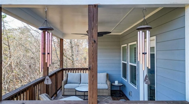 deck featuring ceiling fan