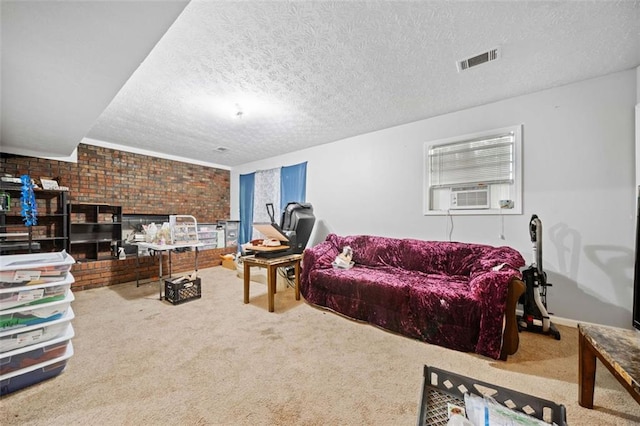 1991 Flat Shoals Rd, Riverdale, GA 30296 - carpeted living area featuring cooling unit and a textured ceiling