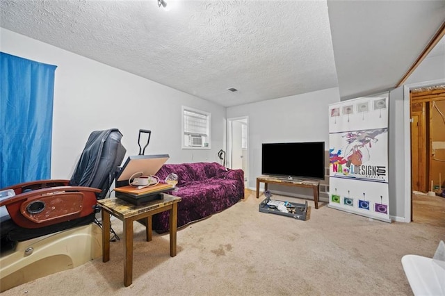 1991 Flat Shoals Rd, Riverdale, GA 30296 - living area with carpet flooring, a textured ceiling, and cooling unit