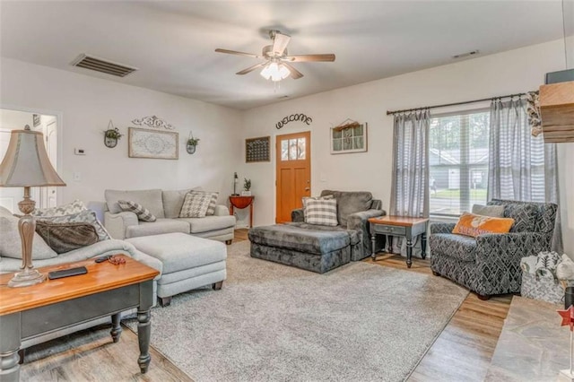 22 Gowen Dr, Rome, GA 30165 - living room featuring wood finished floors and ceiling fan