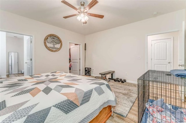 22 Gowen Dr, Rome, GA 30165 - bedroom with baseboards, ceiling fan, and light wood-style floors