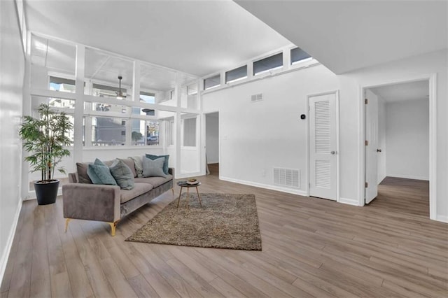 living room with wood-type flooring