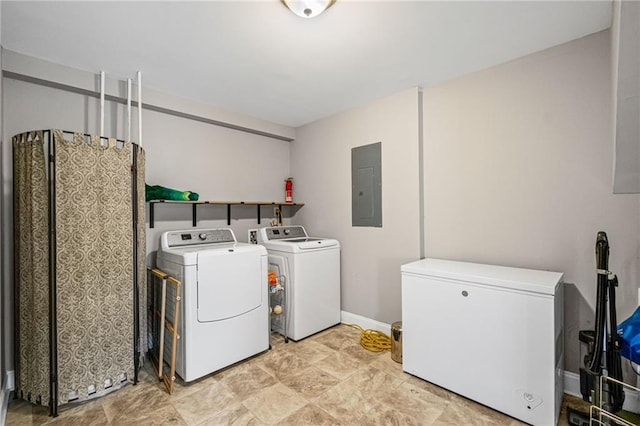 260 Mansell Cir, Roswell, GA 30075 - clothes washing area with washer and dryer, laundry area, electric panel, and baseboards
