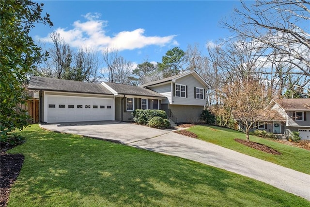 260 Mansell Cir, Roswell, GA 30075 - tri-level home with a garage, concrete driveway, a front yard, and fence