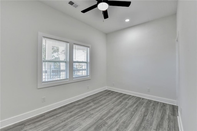 543 Paines Ave NW, Atlanta, GA 30318 - empty room with recessed lighting, visible vents, ceiling fan, light wood-type flooring, and baseboards