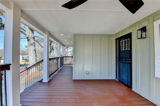 543 Paines Ave NW, Atlanta, GA 30318 - wooden deck featuring a porch and ceiling fan