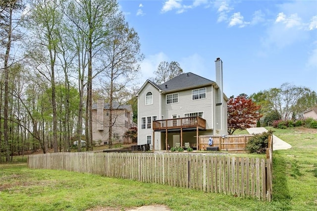 1772 Brittany Chase NW, Kennesaw, GA 30152 - rear view of house featuring a wooden deck and a chimney