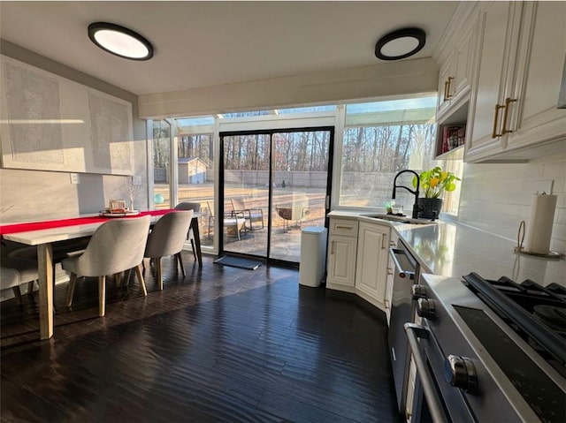 interior space with sink, white cabinets, and appliances with stainless steel finishes