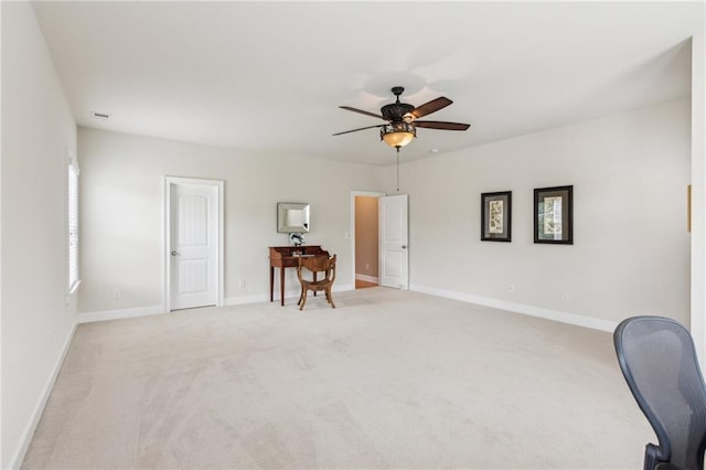 2434 Soft Maple St, Atlanta, GA 30360 - spare room featuring light carpet, ceiling fan, and baseboards