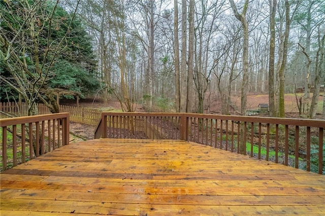 wooden deck featuring fence