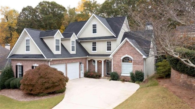 view of front of property with a garage