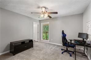 4406 Idlewood Ln, Tucker, GA 30084 - carpeted office space featuring baseboards and ceiling fan