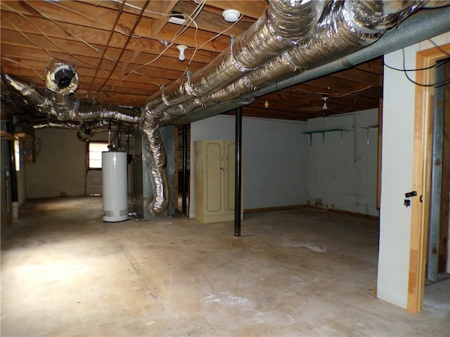 basement featuring gas water heater